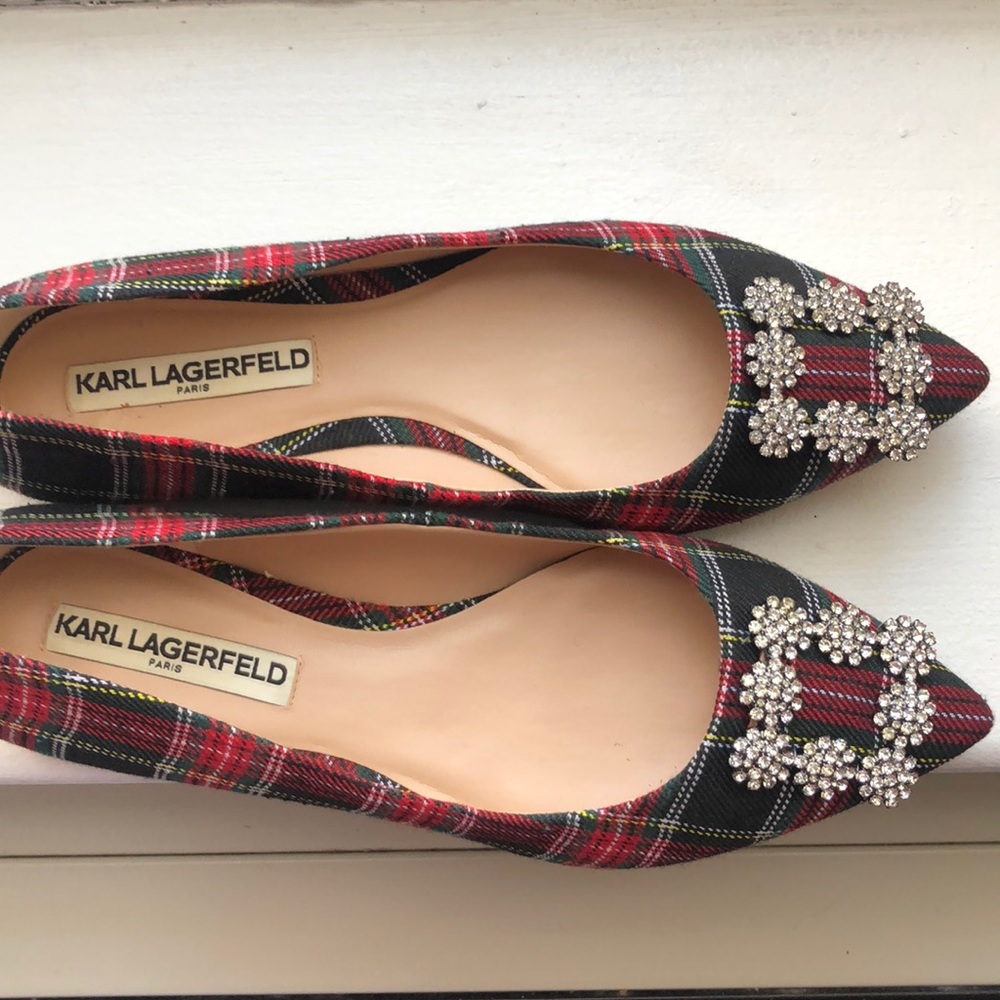LIKE NEW! Karl Lagerfeld gingham ballet flats